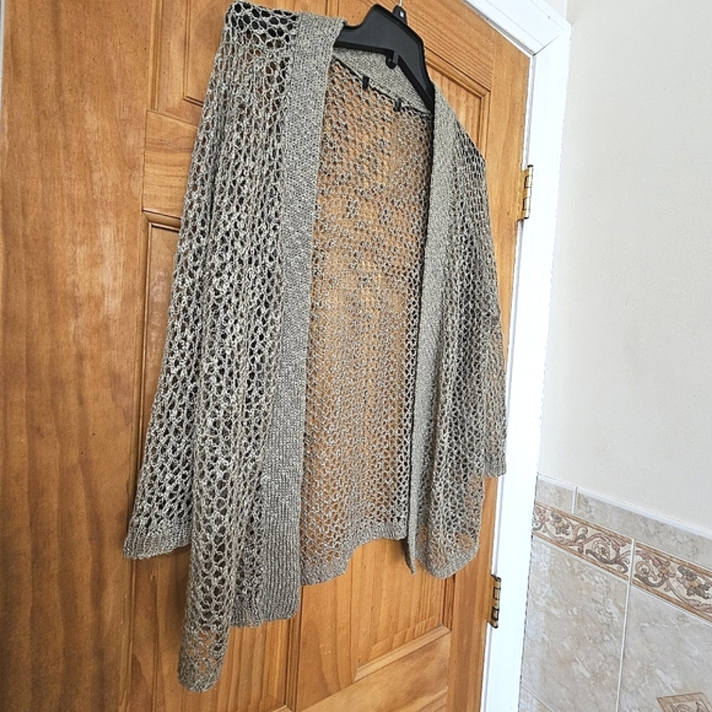 Forever 21 Women's Battle Green Mesh Knit Open Front Cardigan Sweater - Picture 2 of 9